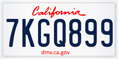 CA license plate 7KGQ899