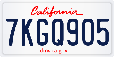 CA license plate 7KGQ905
