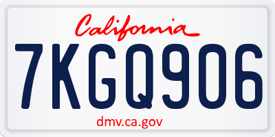 CA license plate 7KGQ906