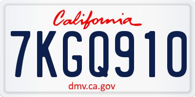 CA license plate 7KGQ910