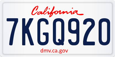 CA license plate 7KGQ920