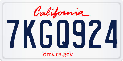 CA license plate 7KGQ924