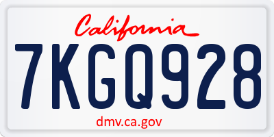 CA license plate 7KGQ928