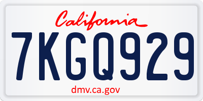 CA license plate 7KGQ929