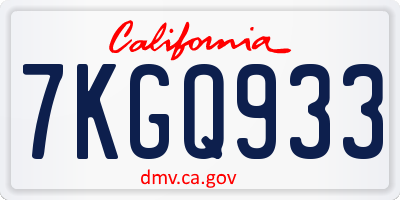 CA license plate 7KGQ933