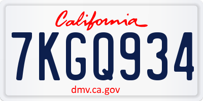 CA license plate 7KGQ934