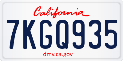 CA license plate 7KGQ935