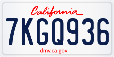 CA license plate 7KGQ936