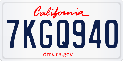 CA license plate 7KGQ940