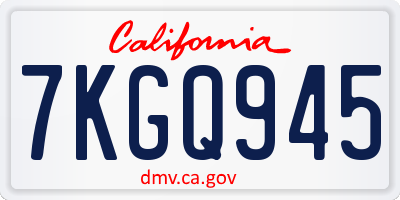 CA license plate 7KGQ945