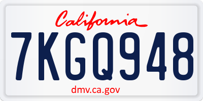 CA license plate 7KGQ948