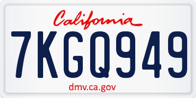 CA license plate 7KGQ949