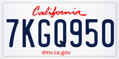 CA license plate 7KGQ950