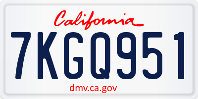 CA license plate 7KGQ951
