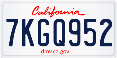 CA license plate 7KGQ952