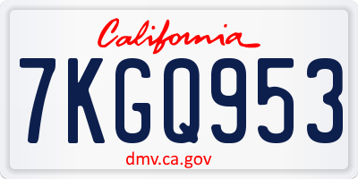 CA license plate 7KGQ953