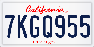 CA license plate 7KGQ955