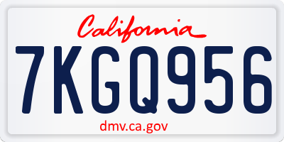 CA license plate 7KGQ956