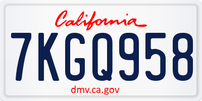 CA license plate 7KGQ958
