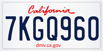 CA license plate 7KGQ960
