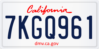 CA license plate 7KGQ961