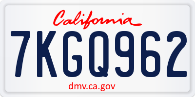 CA license plate 7KGQ962