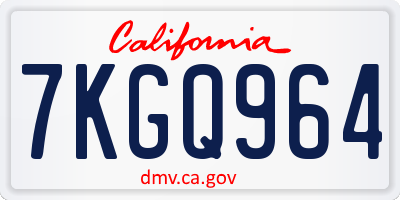 CA license plate 7KGQ964