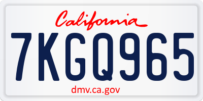 CA license plate 7KGQ965