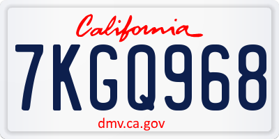 CA license plate 7KGQ968