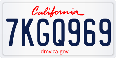 CA license plate 7KGQ969