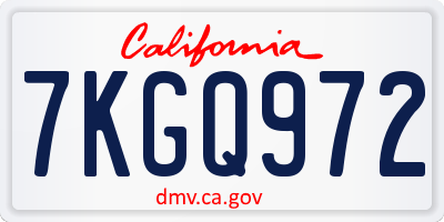 CA license plate 7KGQ972