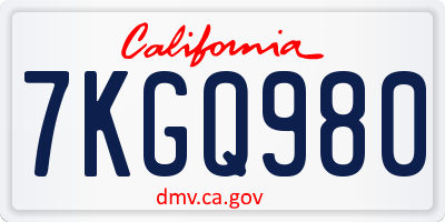 CA license plate 7KGQ980