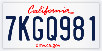 CA license plate 7KGQ981