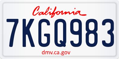 CA license plate 7KGQ983
