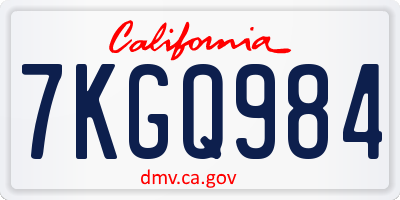 CA license plate 7KGQ984