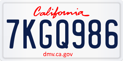 CA license plate 7KGQ986