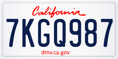 CA license plate 7KGQ987