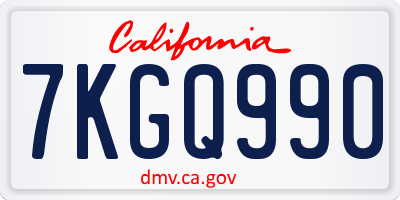 CA license plate 7KGQ990