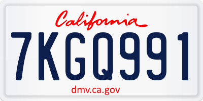 CA license plate 7KGQ991