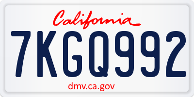 CA license plate 7KGQ992