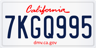 CA license plate 7KGQ995