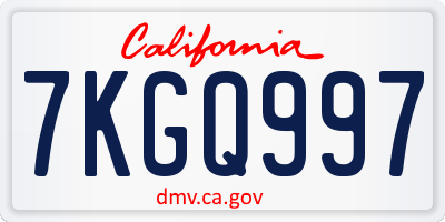 CA license plate 7KGQ997