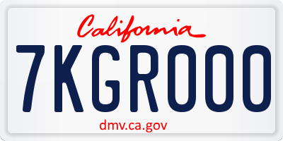 CA license plate 7KGR000