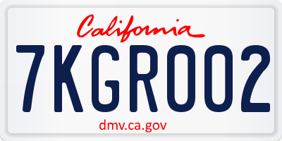 CA license plate 7KGR002