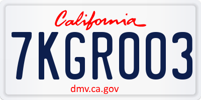 CA license plate 7KGR003