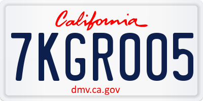 CA license plate 7KGR005