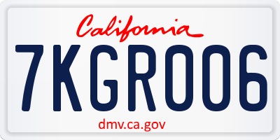 CA license plate 7KGR006