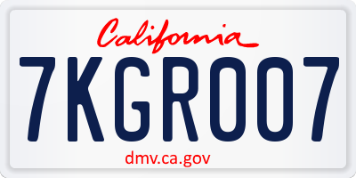 CA license plate 7KGR007