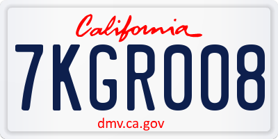CA license plate 7KGR008