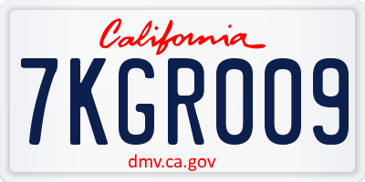 CA license plate 7KGR009